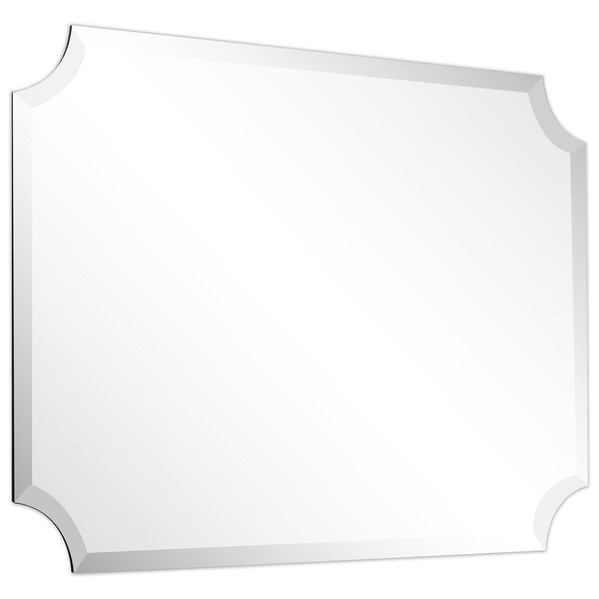 Miroir mural rectangulaire sans cadre, à bords évasés et biseautés, pour salle de bain, meuble-lavabo, chambre à coucher, avec un biseau sur le bord - Transparent