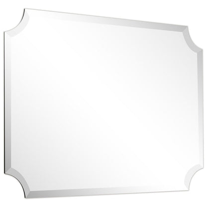 Miroir mural rectangulaire sans cadre, à bords évasés et biseautés, pour salle de bain, meuble-lavabo, chambre à coucher, avec un biseau sur le bord - Transparent