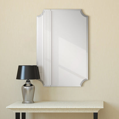 Miroir mural rectangulaire sans cadre, à bords évasés et biseautés, pour salle de bain, meuble-lavabo, chambre à coucher, avec un biseau sur le bord - Transparent