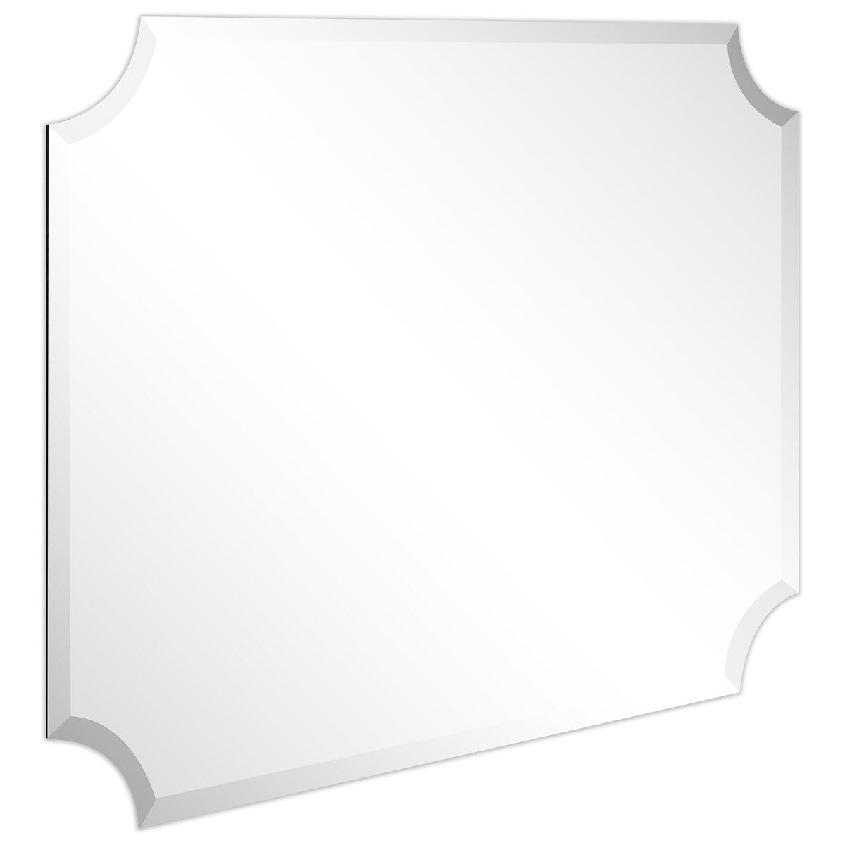 Miroir mural rectangulaire sans cadre, à bords évasés et biseautés, pour salle de bain, meuble-lavabo, chambre à coucher, avec un biseau sur le bord - Transparent