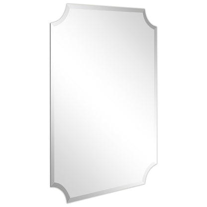 Miroir mural rectangulaire sans cadre, à bords évasés et biseautés, pour salle de bain, meuble-lavabo, chambre à coucher, avec un biseau sur le bord - Transparent
