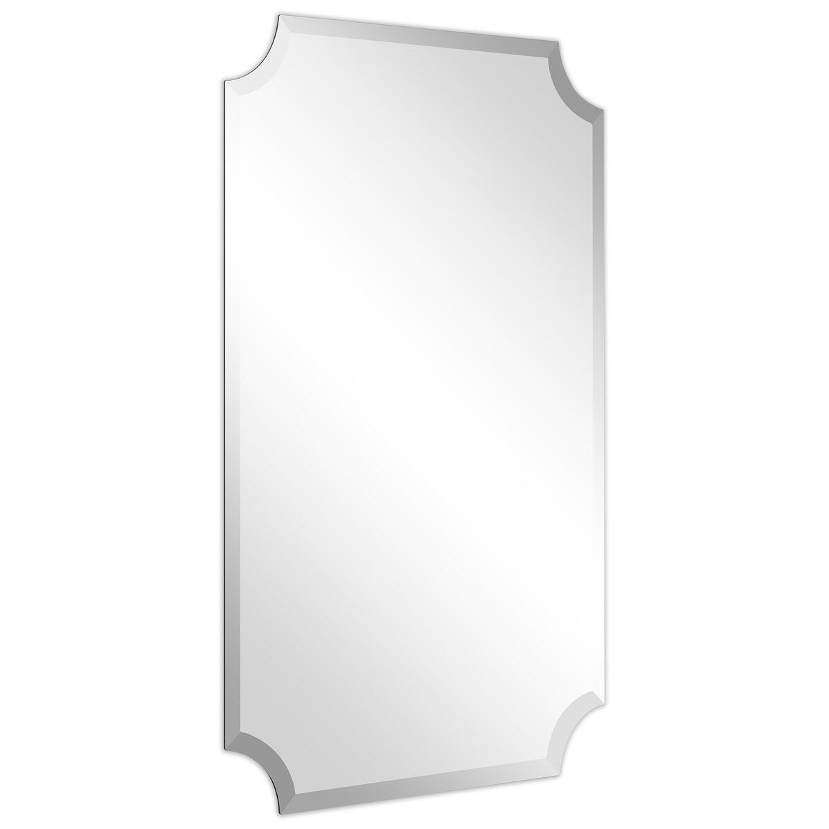 Miroir mural rectangulaire sans cadre, à bords évasés et biseautés, pour salle de bain, meuble-lavabo, chambre à coucher, avec un biseau sur le bord - Transparent