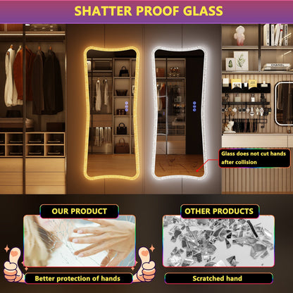 Grand miroir avec éclairage RVB - Blanc