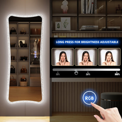 Grand miroir avec éclairage RVB - Blanc