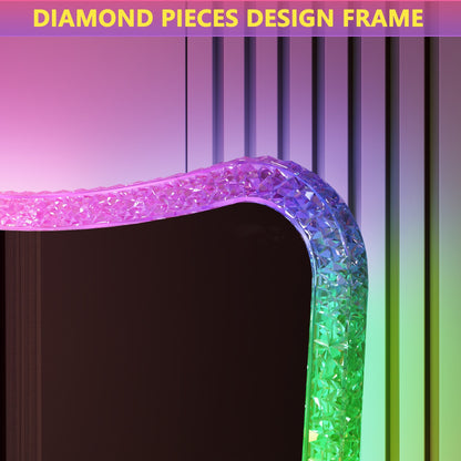 Grand miroir avec éclairage RVB - Blanc