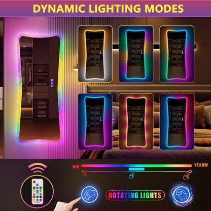 Grand miroir avec éclairage RVB - Blanc