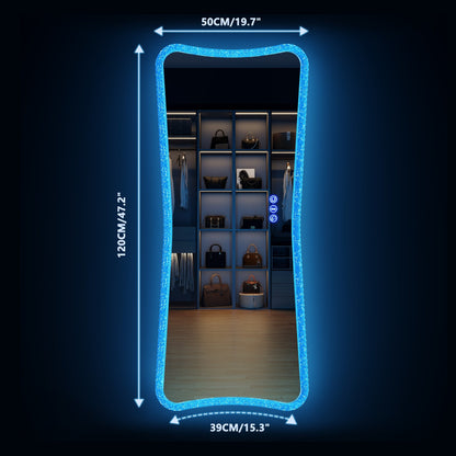 Grand miroir avec éclairage RVB - Blanc