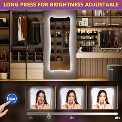 Grand miroir avec éclairage RVB - Blanc