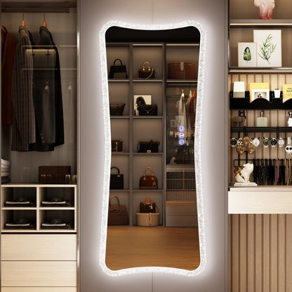 Grand miroir avec éclairage RVB - Blanc