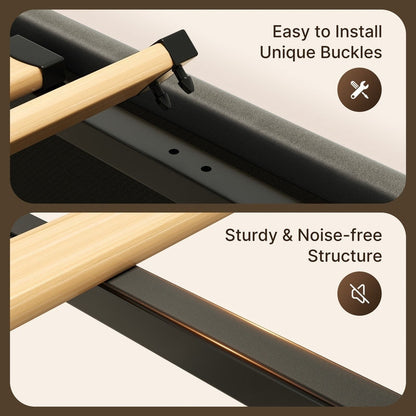 Cadre de lit coffre relevable, cadre de lit plateforme capitonné avec système de rangement hydraulique et tête de lit.