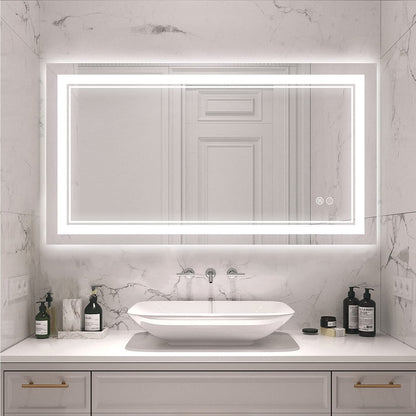 Full Size Front & Back LED Lighted Anti-fog Tempered Glass Wall Bathroom Vanity Mirror