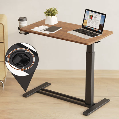 FunniHomi 28/32 Movable Overbed Table Height Adjustable Computer Desk with Wheels, White/Black Laptop Table for Bed and Sofa