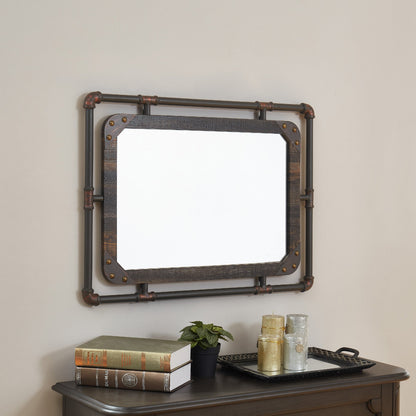 Miroir mural métallique flottant Revo Industrial de 78 cm (31 pouces) de Furniture of America