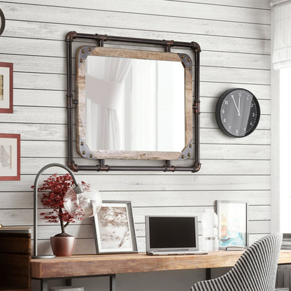 Miroir mural métallique flottant Revo Industrial de 78 cm (31 pouces) de Furniture of America