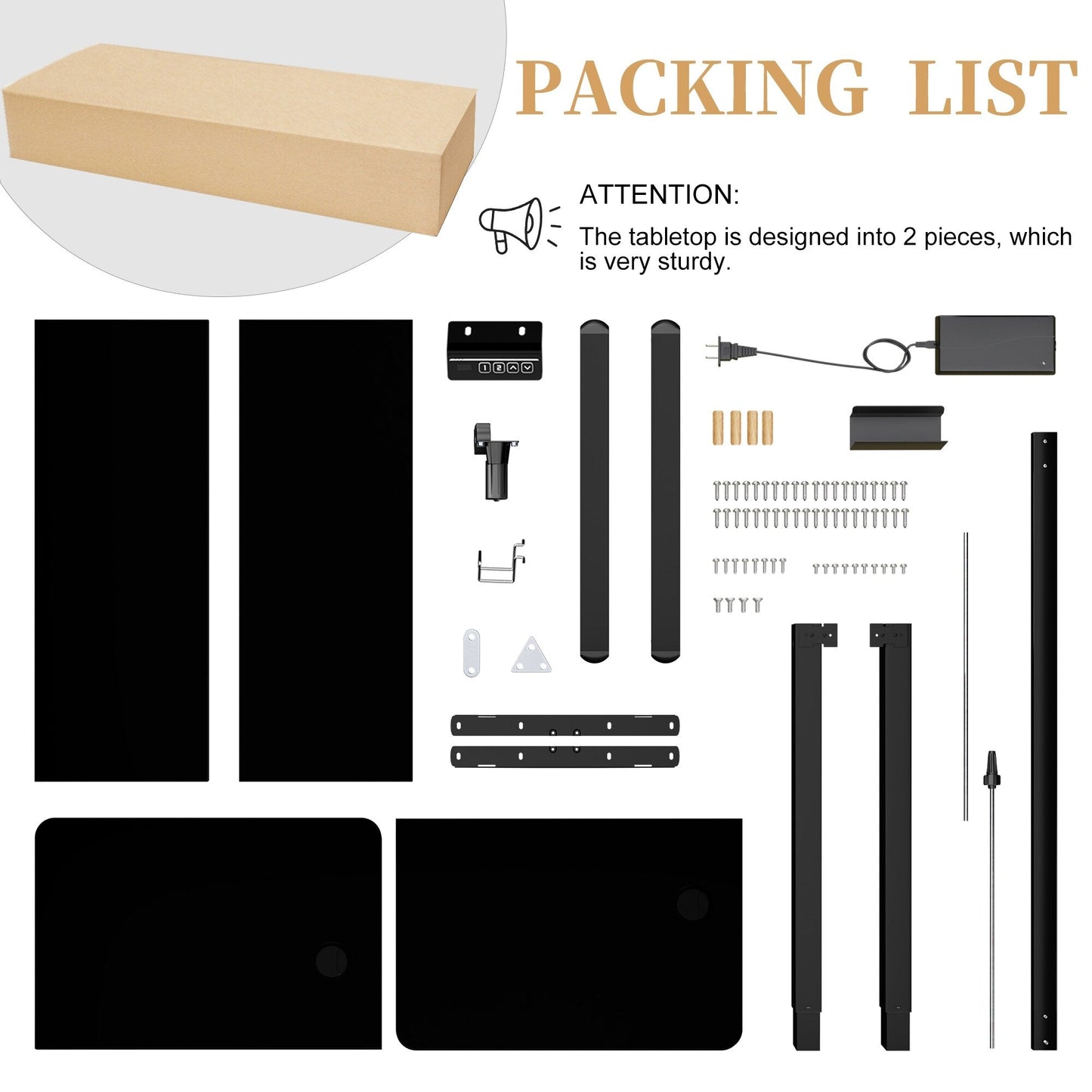 Bureau debout électrique à hauteur réglable Futzca, bureau informatique avec plateau de travail assemblé.