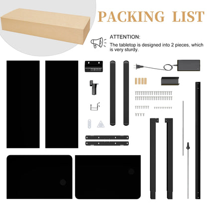 Bureau debout électrique à hauteur réglable Futzca, bureau informatique avec plateau de travail assemblé.