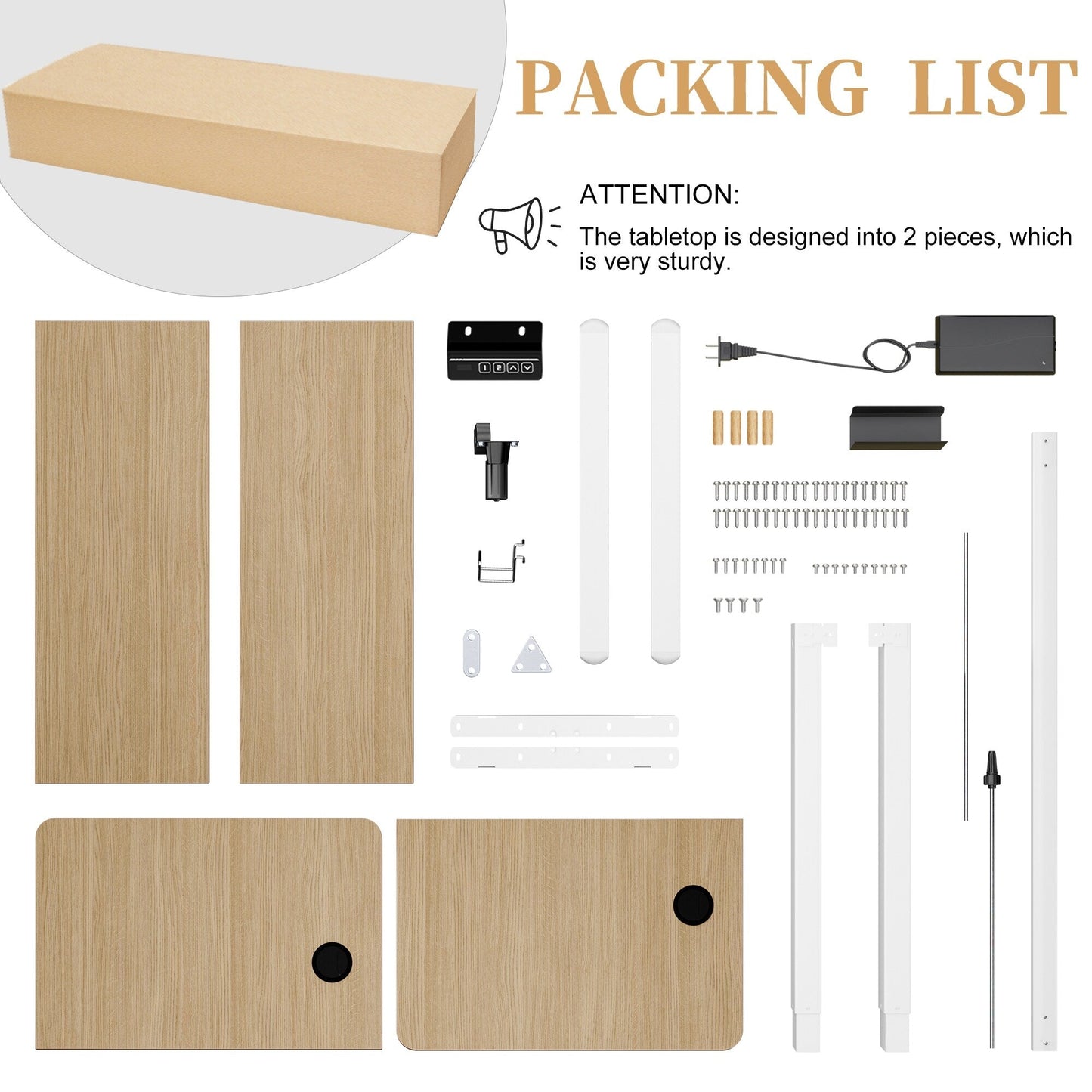 Bureau debout électrique à hauteur réglable Futzca, bureau informatique avec plateau de travail assemblé.