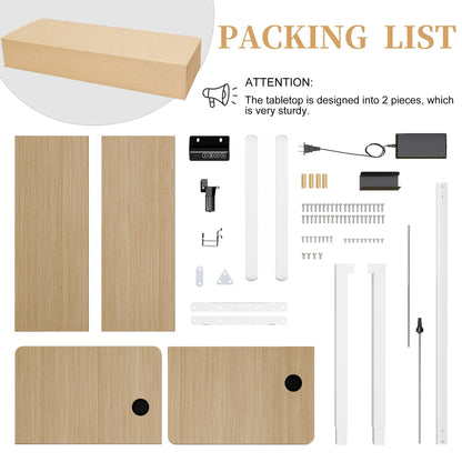 Bureau debout électrique à hauteur réglable Futzca, bureau informatique avec plateau de travail assemblé.