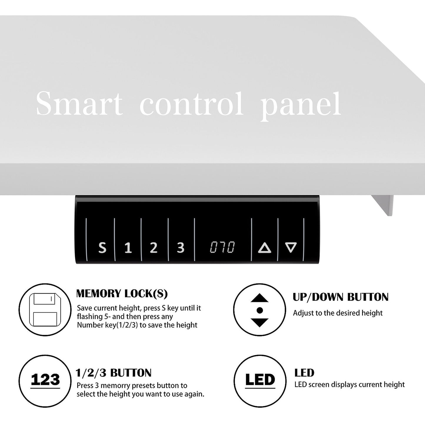 Bureau debout électrique à hauteur réglable Futzca, bureau informatique avec plateau de travail assemblé.