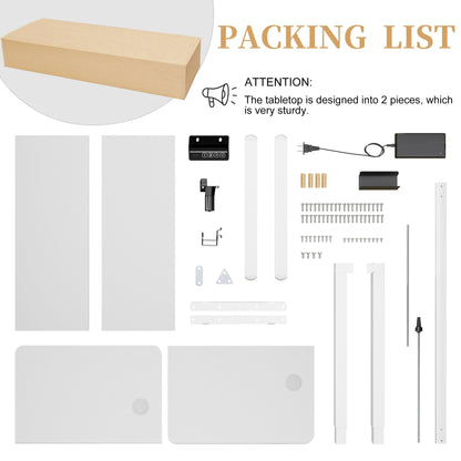 Bureau debout électrique à hauteur réglable Futzca, bureau informatique avec plateau de travail assemblé.