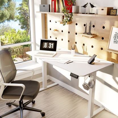 Bureau debout électrique à hauteur réglable Futzca, bureau informatique avec plateau de travail assemblé.