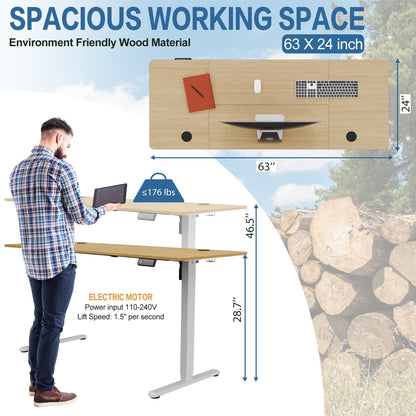 Bureau debout électrique à hauteur réglable Futzca, bureau informatique avec plateau de travail assemblé.