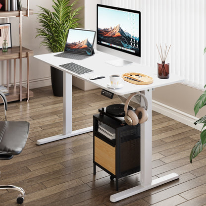 Bureau debout électrique à hauteur réglable Futzca, bureau informatique avec plateau de travail assemblé.