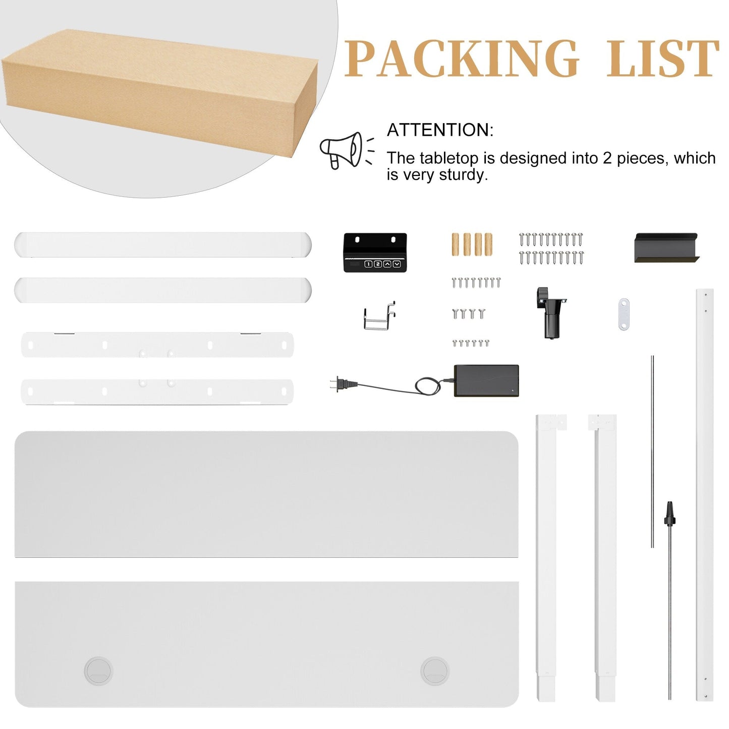 Bureau debout électrique à hauteur réglable Futzca, bureau informatique avec plateau de travail assemblé.