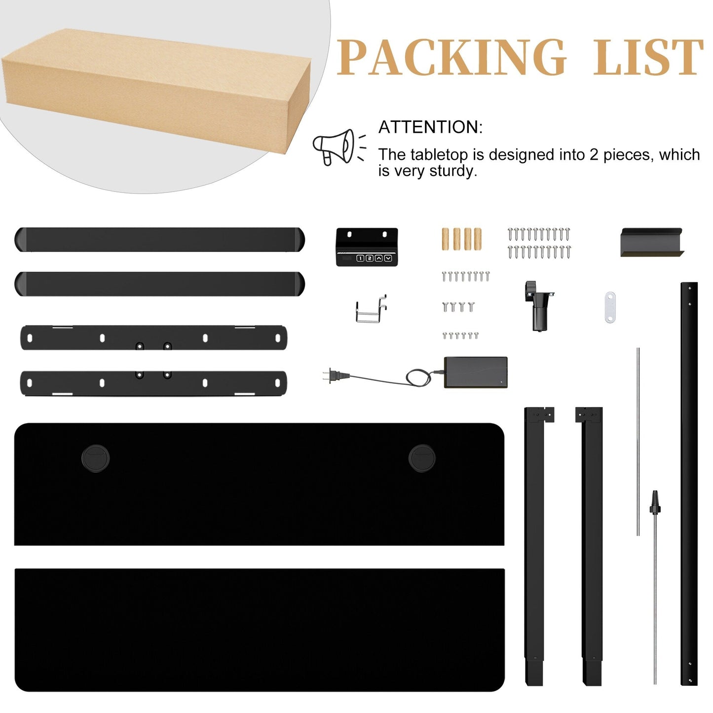 Bureau debout électrique à hauteur réglable Futzca, bureau informatique avec plateau de travail assemblé.