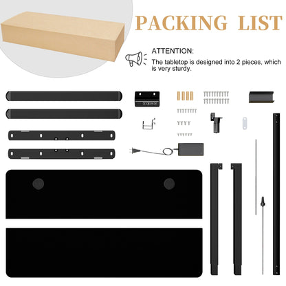 Bureau debout électrique à hauteur réglable Futzca, bureau informatique avec plateau de travail assemblé.