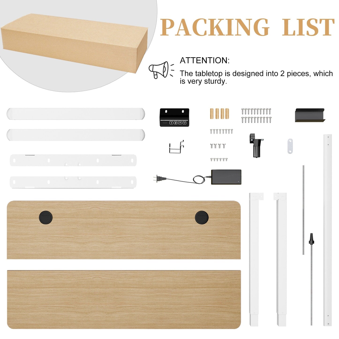 Bureau debout électrique à hauteur réglable Futzca, bureau informatique avec plateau de travail assemblé.