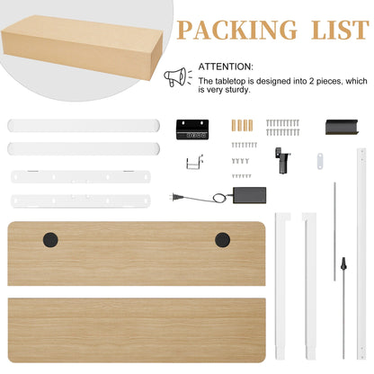 Bureau debout électrique à hauteur réglable Futzca, bureau informatique avec plateau de travail assemblé.