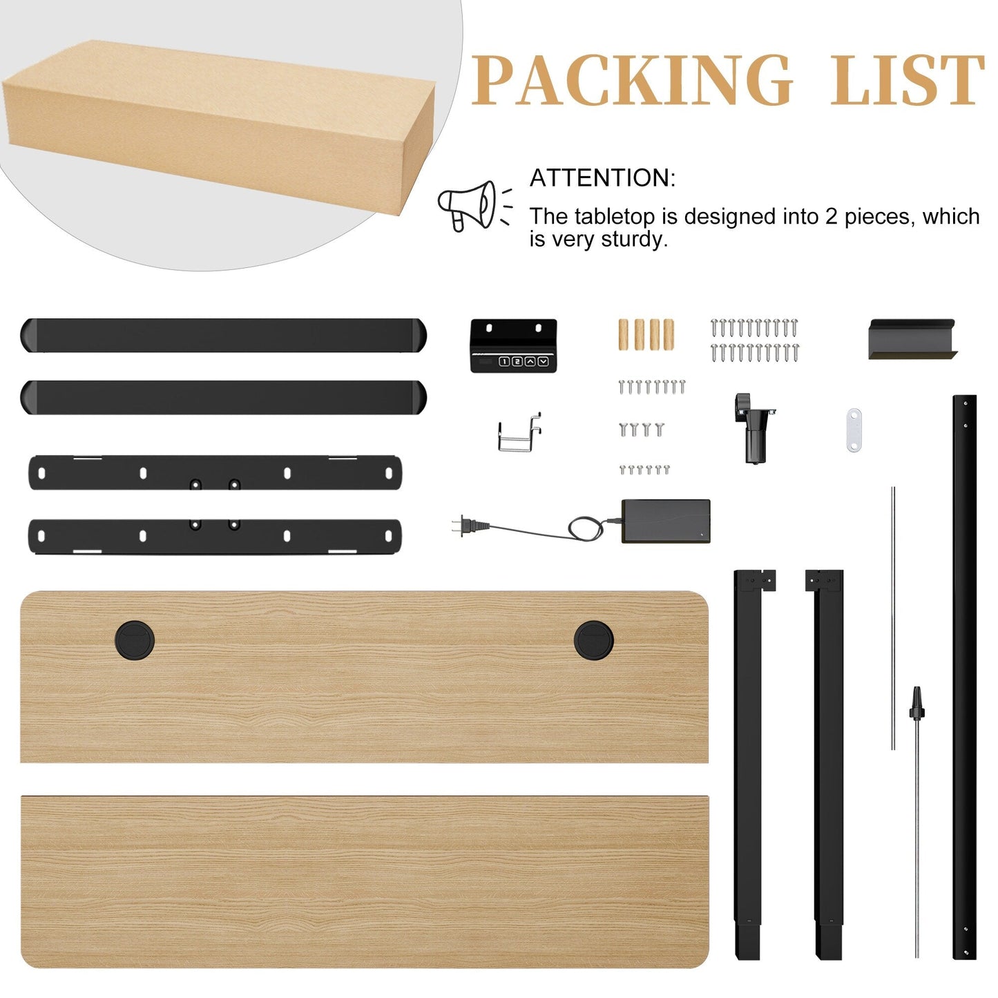 Bureau debout électrique à hauteur réglable Futzca, bureau informatique avec plateau de travail assemblé.