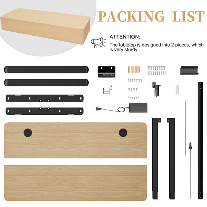 Bureau debout électrique à hauteur réglable Futzca, bureau informatique avec plateau de travail assemblé.