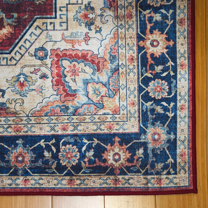 Gertmenian Crystal Print Washable Digital Printed Flat Pile Polyester Slip Resistant Area Rug Collection