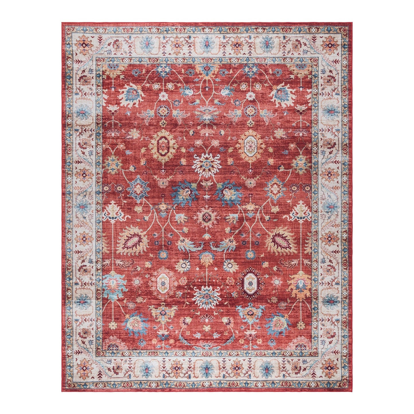 Gertmenian Crystal Print Washable Digital Printed Flat Pile Polyester Slip Resistant Area Rug Collection