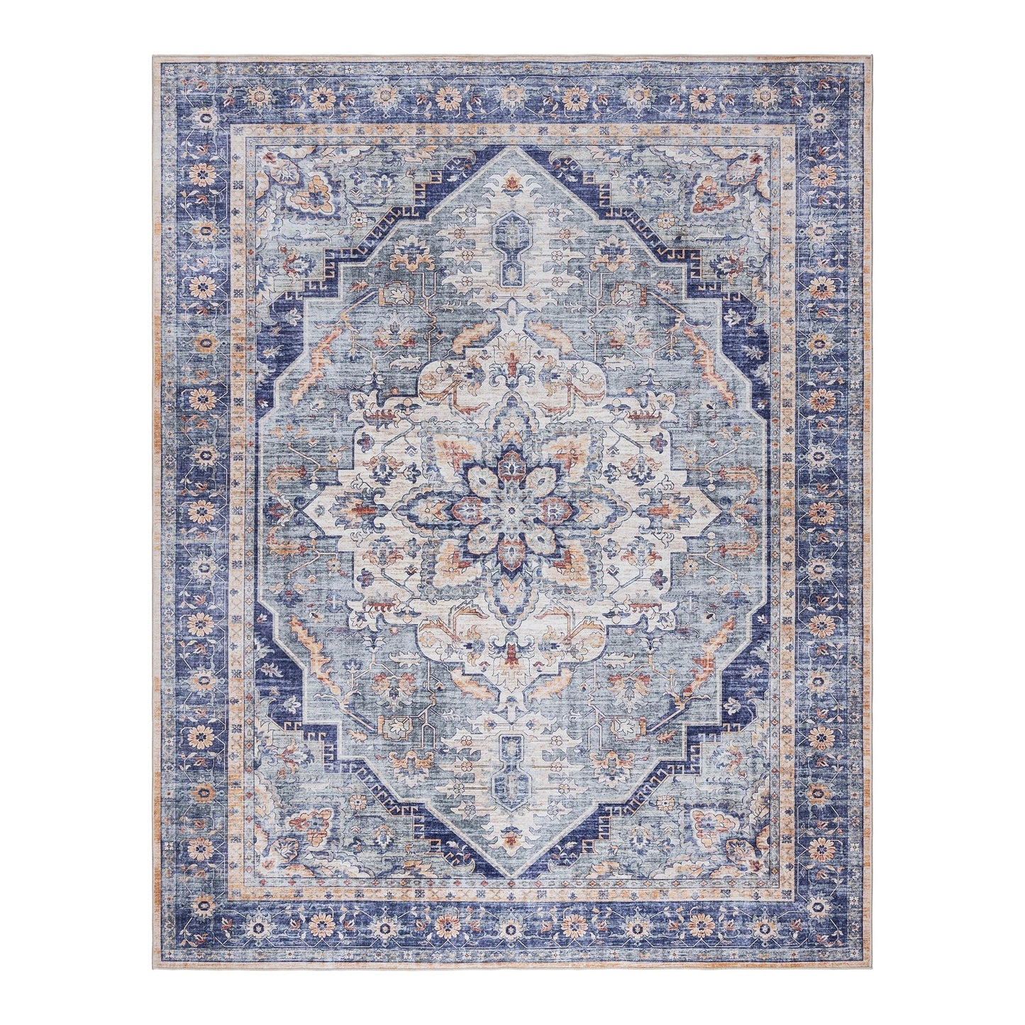 Gertmenian Crystal Print Washable Digital Printed Flat Pile Polyester Slip Resistant Area Rug Collection