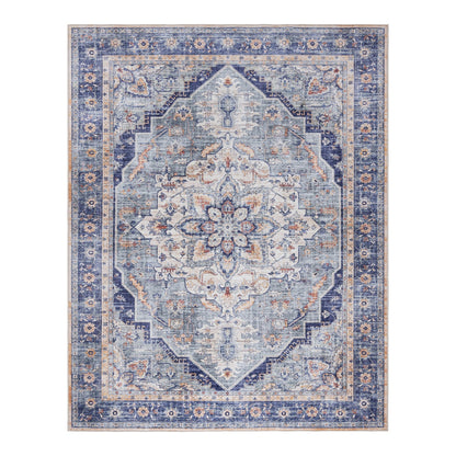 Gertmenian Crystal Print Washable Digital Printed Flat Pile Polyester Slip Resistant Area Rug Collection