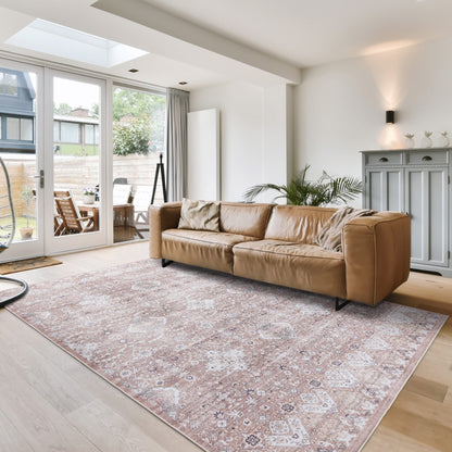 Gertmenian Crystal Print Washable Digital Printed Flat Pile Polyester Slip Resistant Area Rug Collection