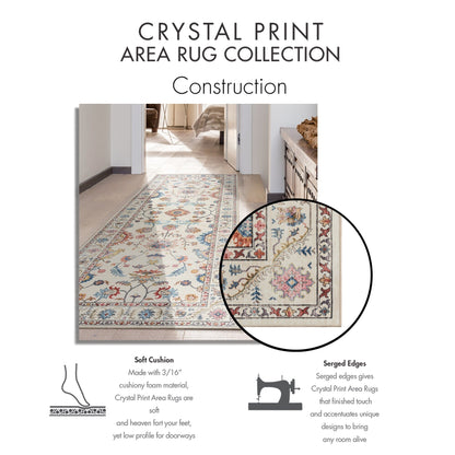 Gertmenian Crystal Print Washable Digital Printed Flat Pile Polyester Slip Resistant Area Rug Collection