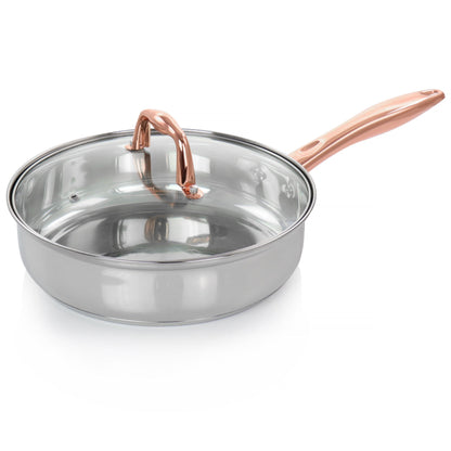 Ensemble de cuisine 8 pièces en acier inoxydable Gibson Home Bransonville, couleur chrome et bronze.
