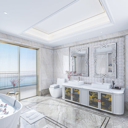 Miroir mural décoratif en forme de diamant avec strass scintillants