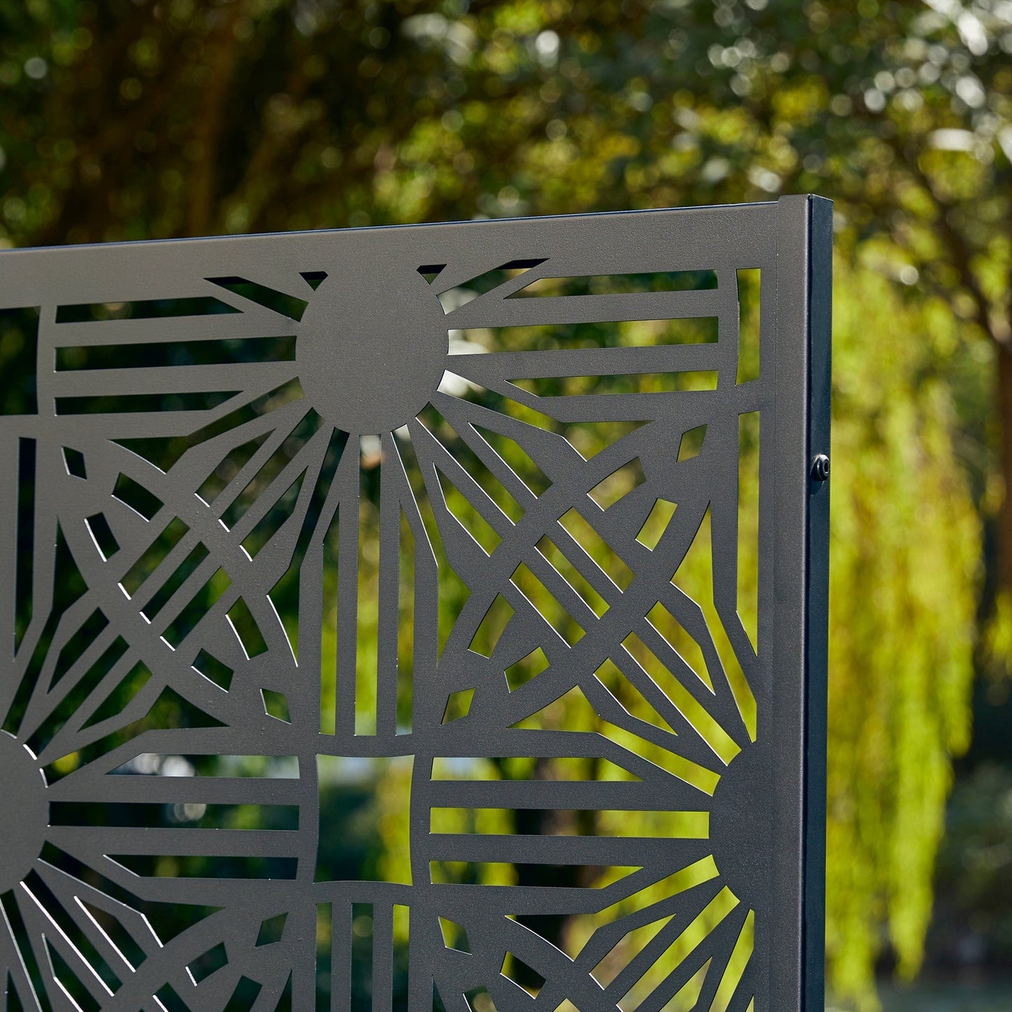 Glitzhome Écran de séparation de pièce, pare-brise à 3 panneaux, motif floral galvanisé, 1,8 m (6 pieds)