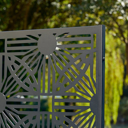 Glitzhome Écran de séparation de pièce, pare-brise à 3 panneaux, motif floral galvanisé, 1,8 m (6 pieds)