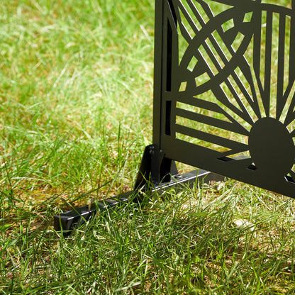 Glitzhome Écran de séparation de pièce, pare-brise à 3 panneaux, motif floral galvanisé, 1,8 m (6 pieds)