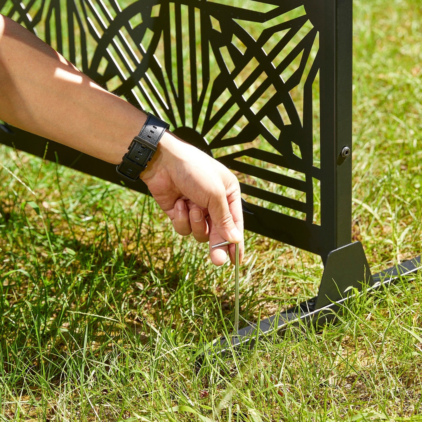 Glitzhome Écran de séparation de pièce, pare-brise à 3 panneaux, motif floral galvanisé, 1,8 m (6 pieds)