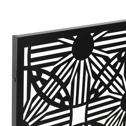 Glitzhome Écran de séparation de pièce, pare-brise à 3 panneaux, motif floral galvanisé, 1,8 m (6 pieds)