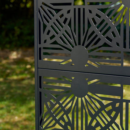 Glitzhome Écran de séparation de pièce, pare-brise à 3 panneaux, motif floral galvanisé, 1,8 m (6 pieds)