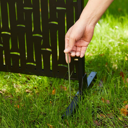 Glitzhome Écran de séparation de pièce, pare-brise à 3 panneaux, motif floral galvanisé, 1,8 m (6 pieds)