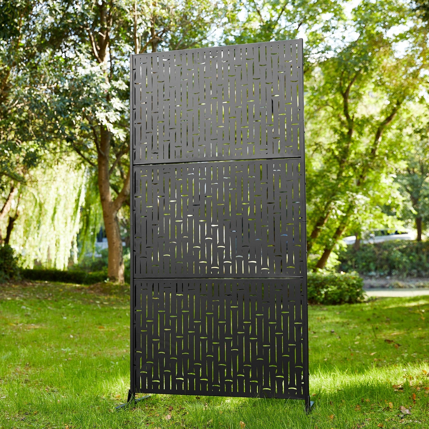 Glitzhome Écran de séparation de pièce, pare-brise à 3 panneaux, motif floral galvanisé, 1,8 m (6 pieds)